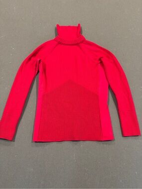 Athleta Bright Red Ribbed Turtleneck Sweater